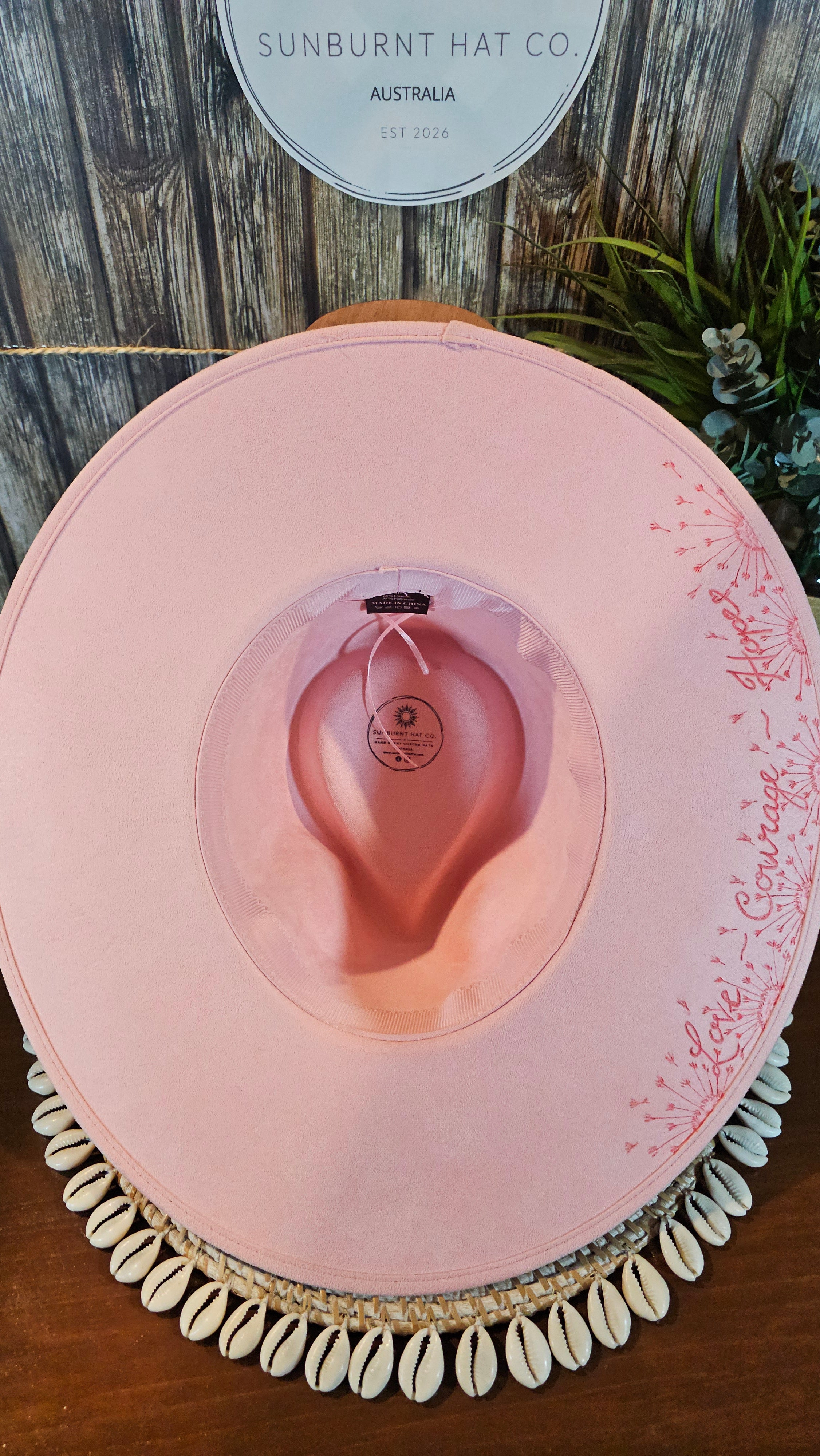 Pink Ribbon Design Wide Brim - Pink