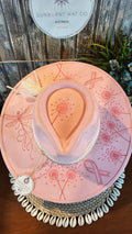 Pink Ribbon Design Wide Brim - Pink