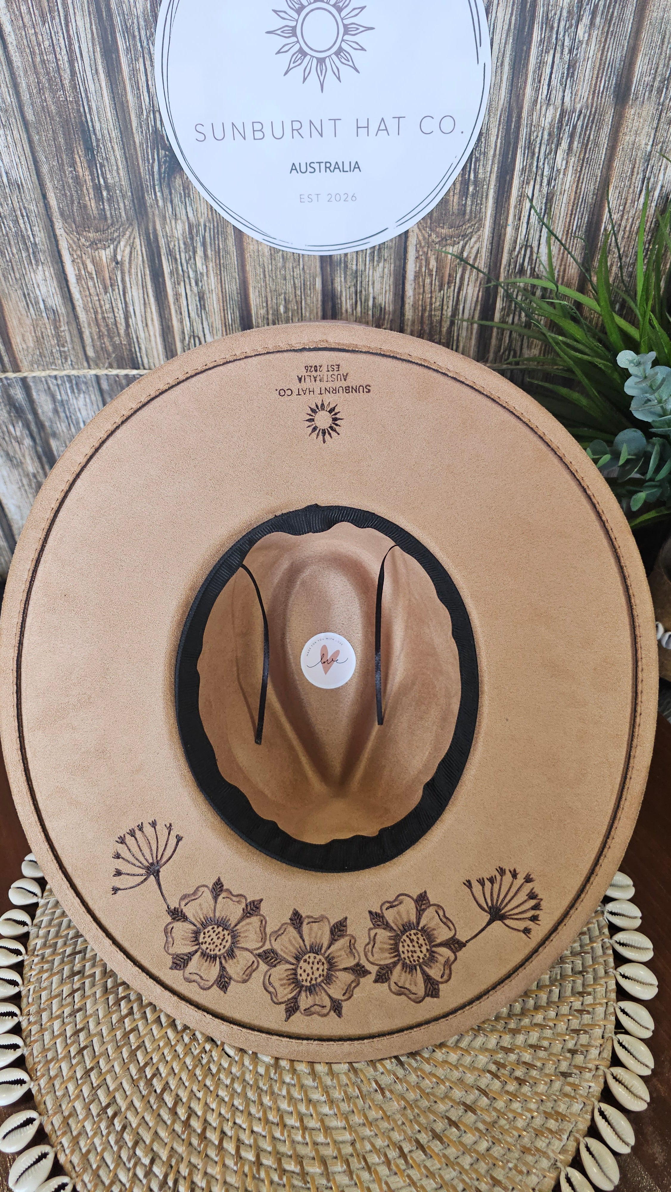 Dragonfly Design Wide Brim - Tan