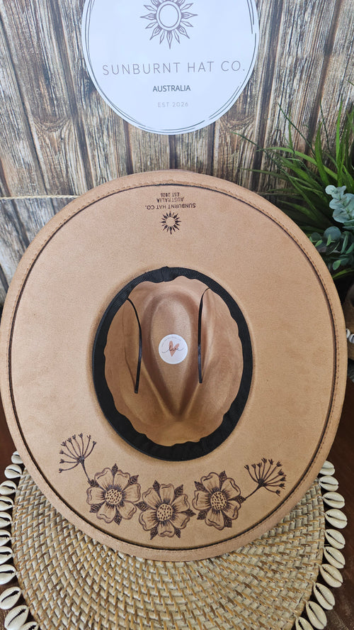 Dragonfly Design Wide Brim - Tan