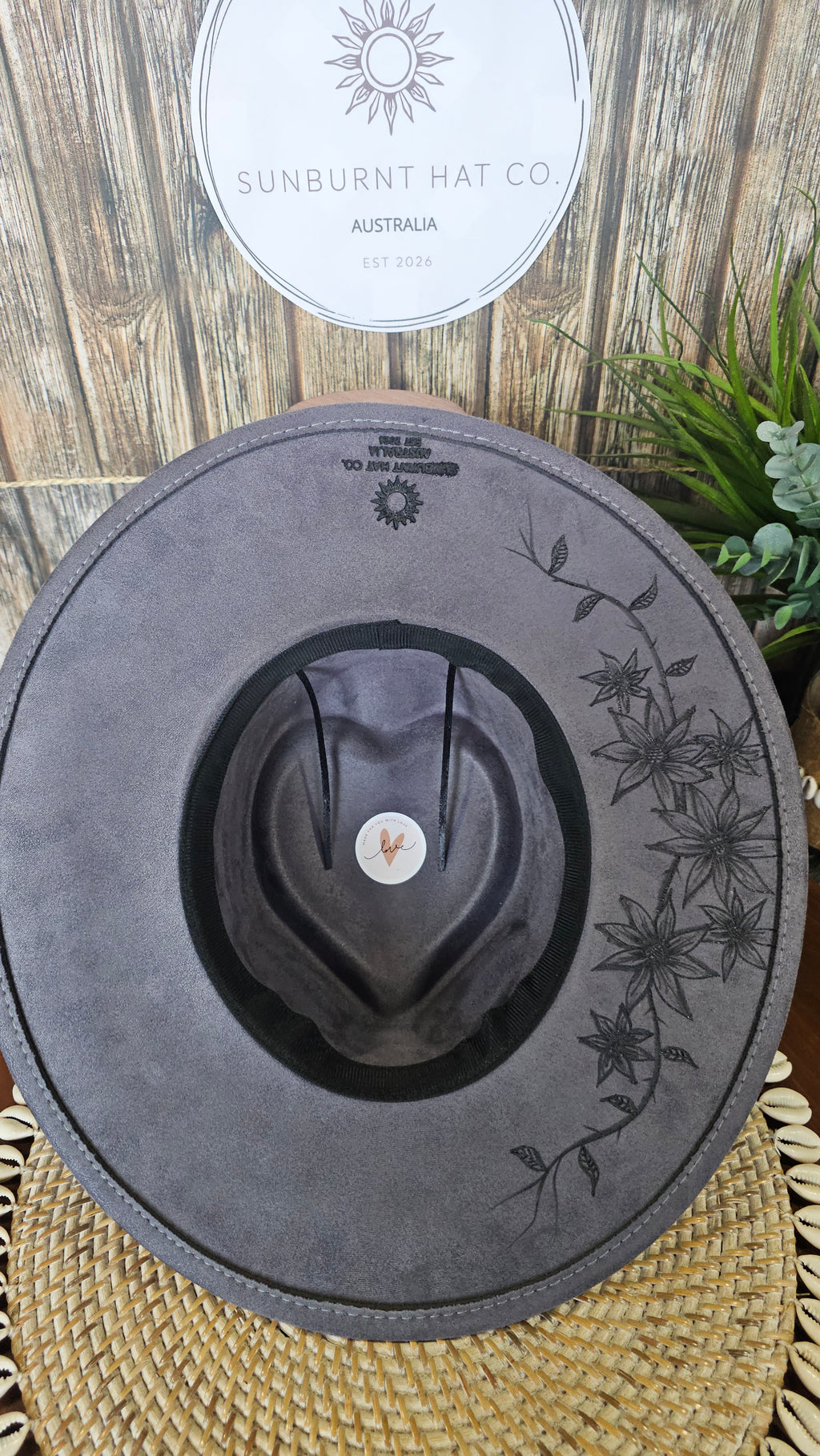 Guitar Design Wide Brim - Blue Grey