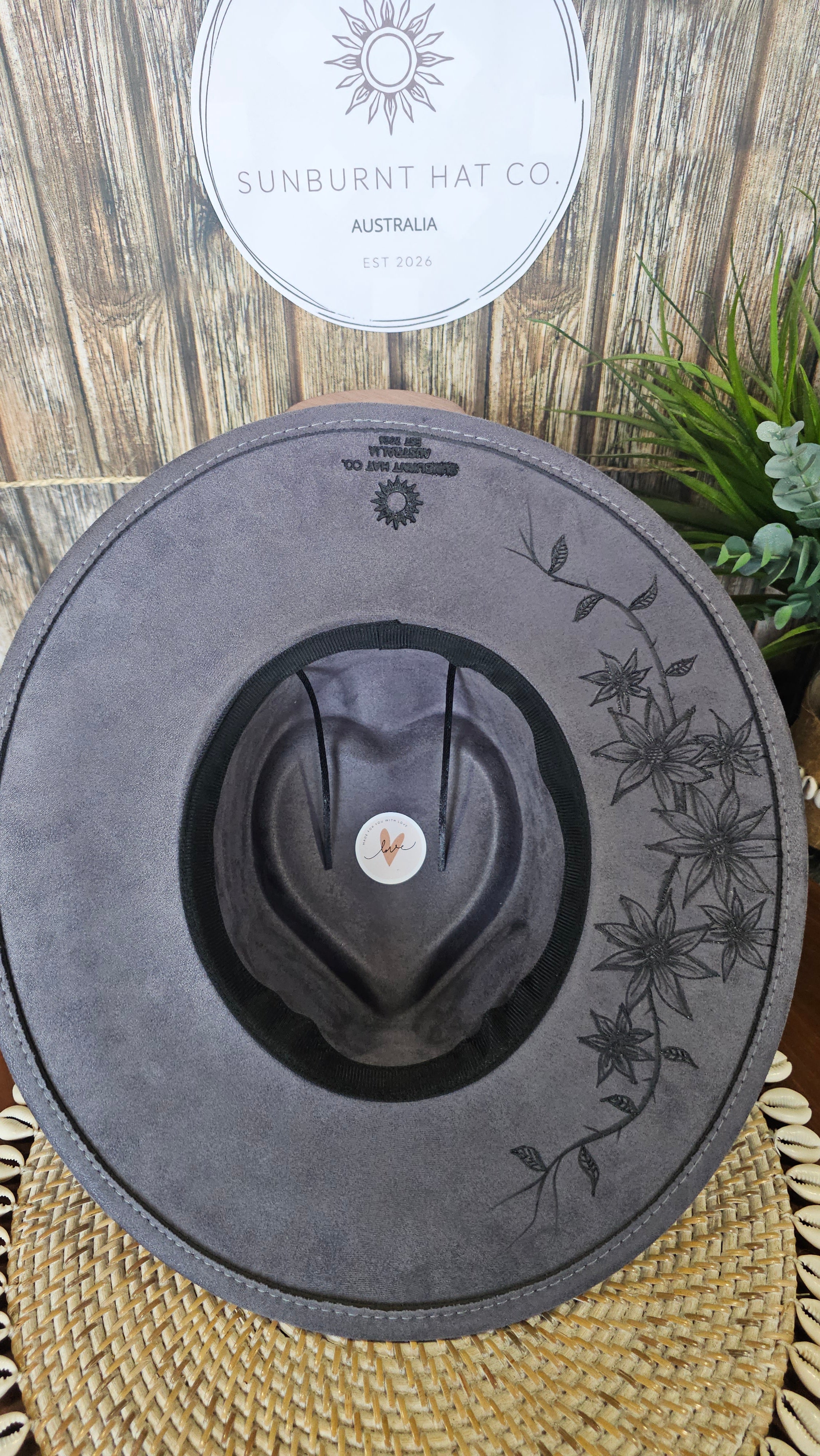 Guitar Design Wide Brim - Blue Grey