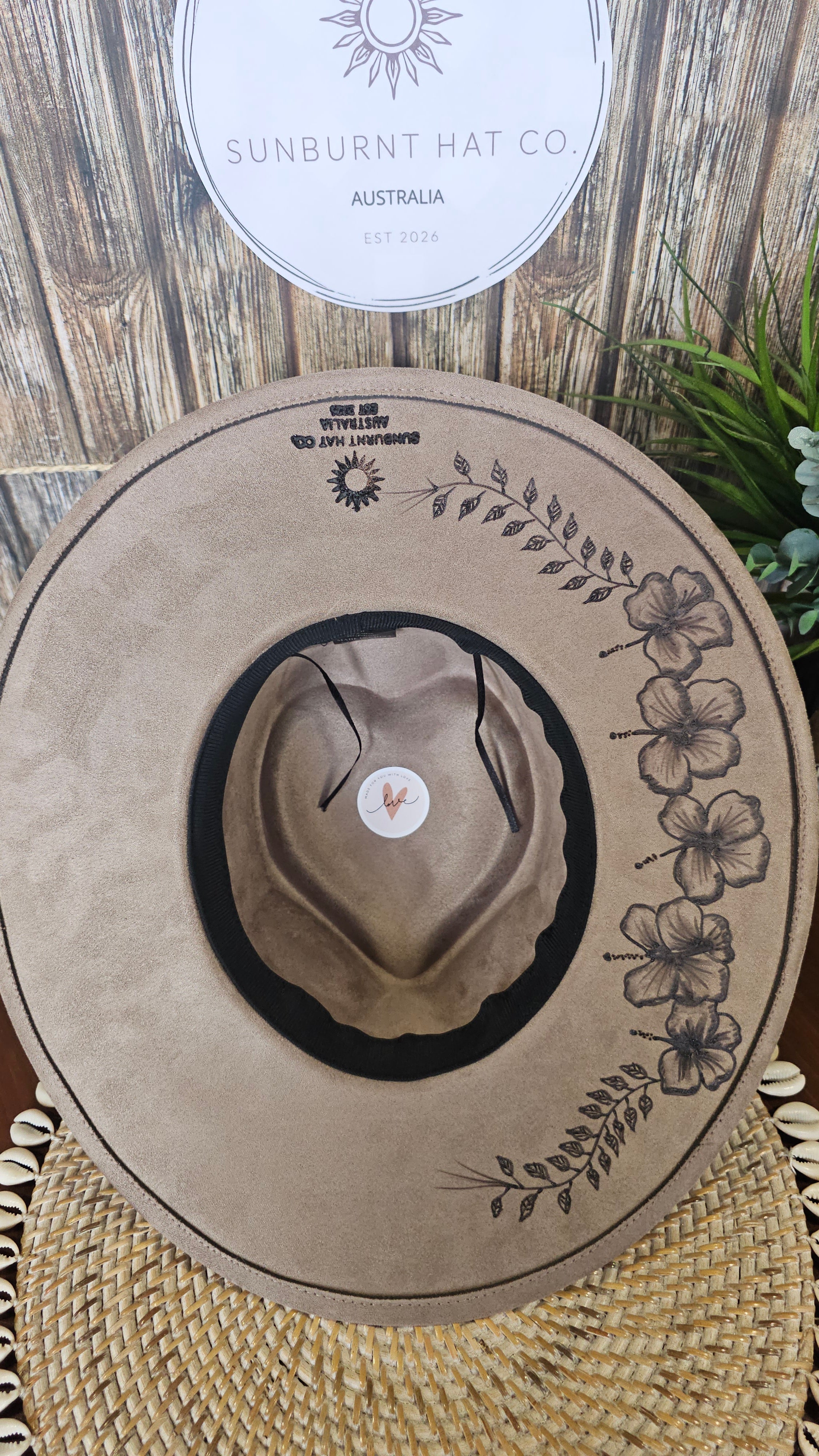 Hibiscus Design Wide Brim - Taupe