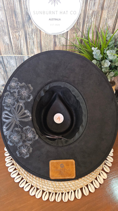Butterfly Design Wide Brim - Black