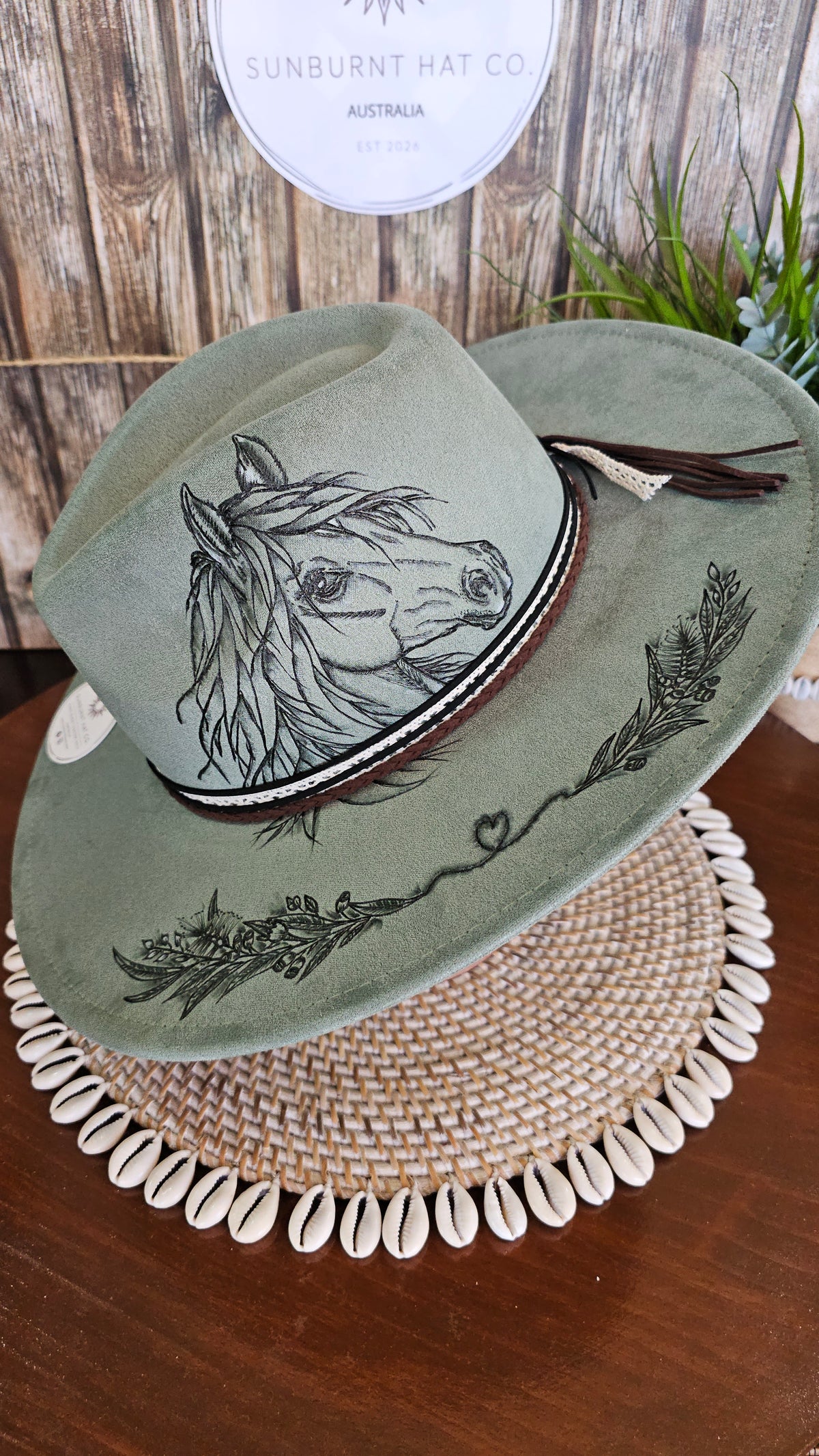 Horse Design Wide Brim - Sage