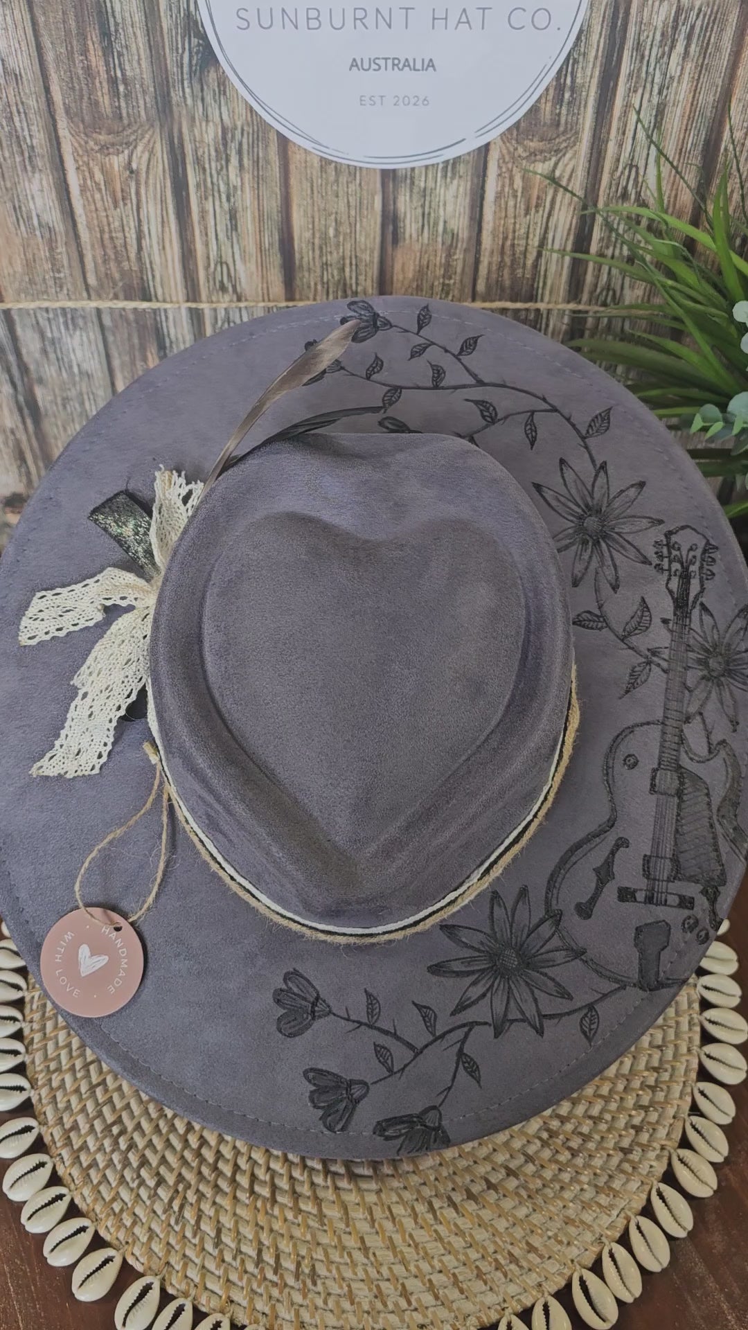 Guitar Design Wide Brim - Blue Grey