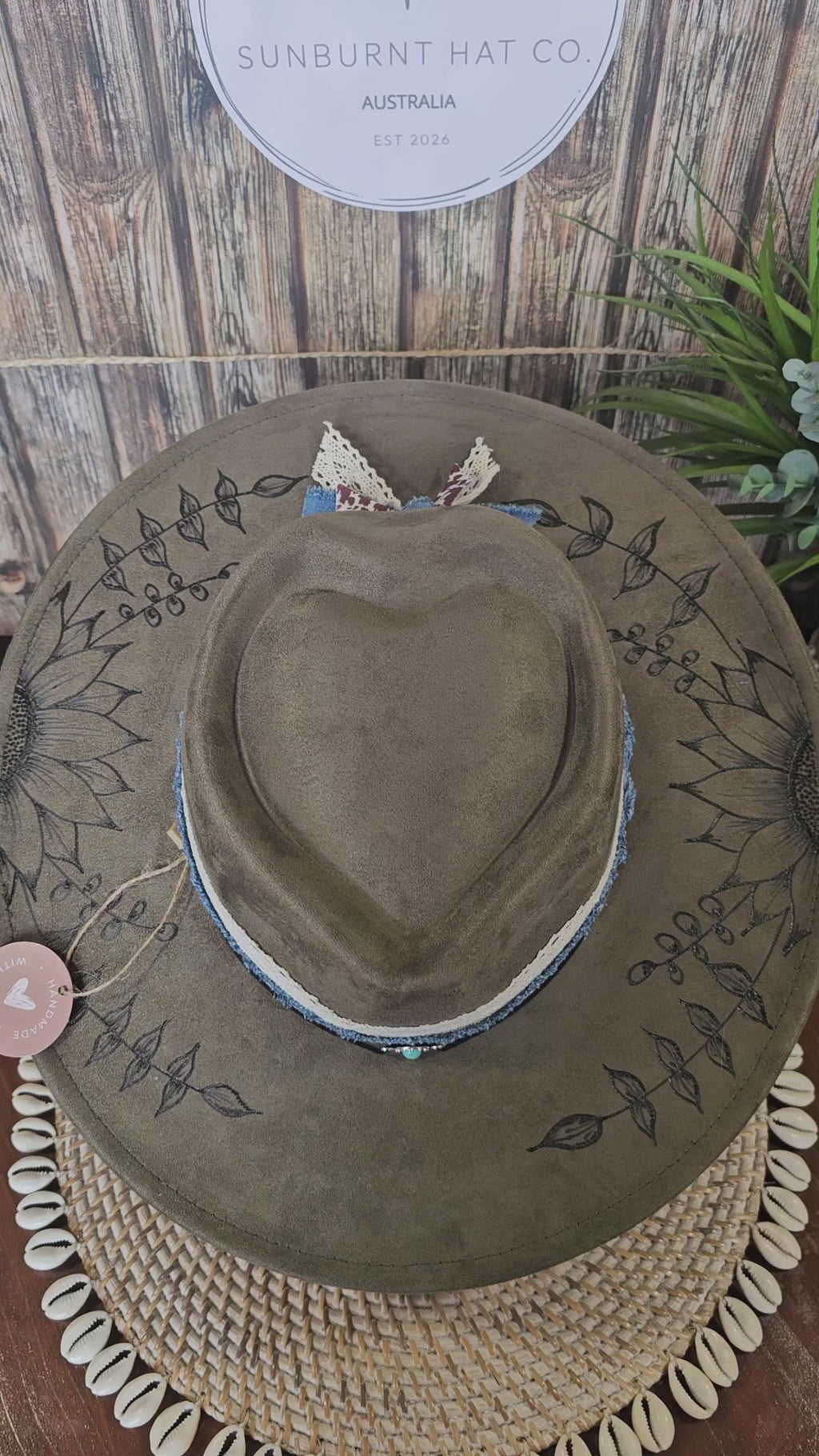 Sunflower Design Wide Brim - Olive