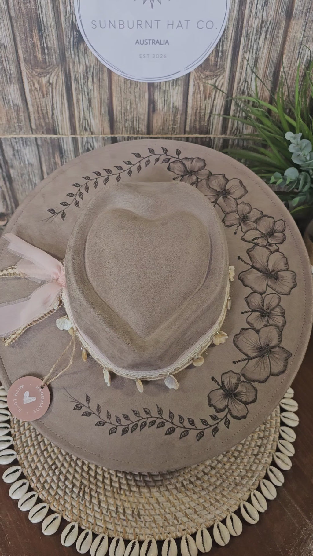 Hibiscus Design Wide Brim - Taupe