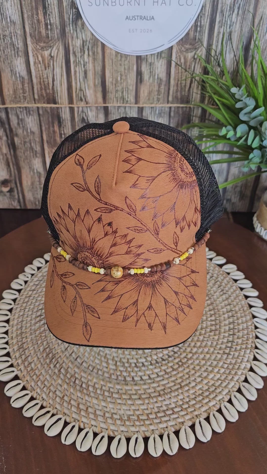 Sunflowers Trucker Hat - Camel
