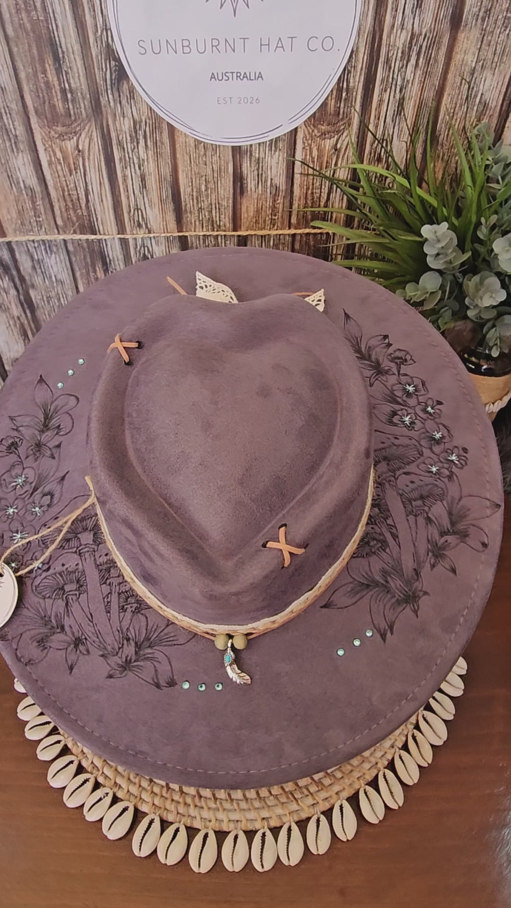 Mushroom Design Wide Brim - Blue Grey