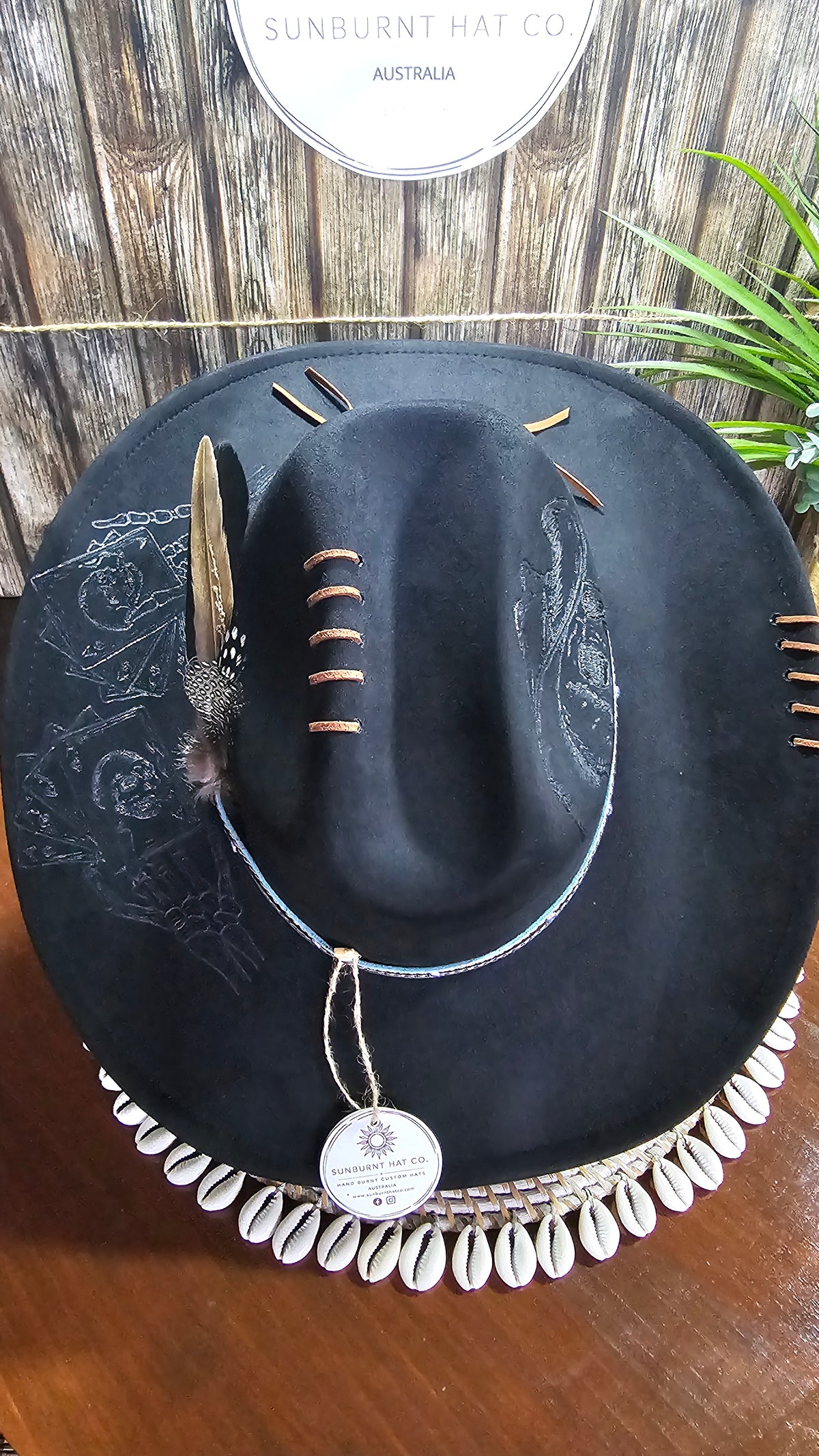 Skull Design Wide Brim Rancher Hat - Black