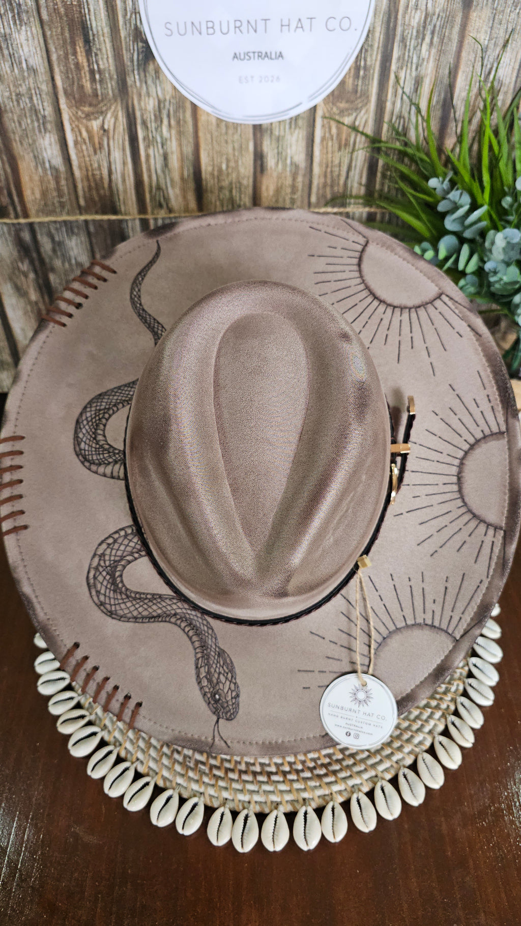 Snake Design Wide Brim - Taupe