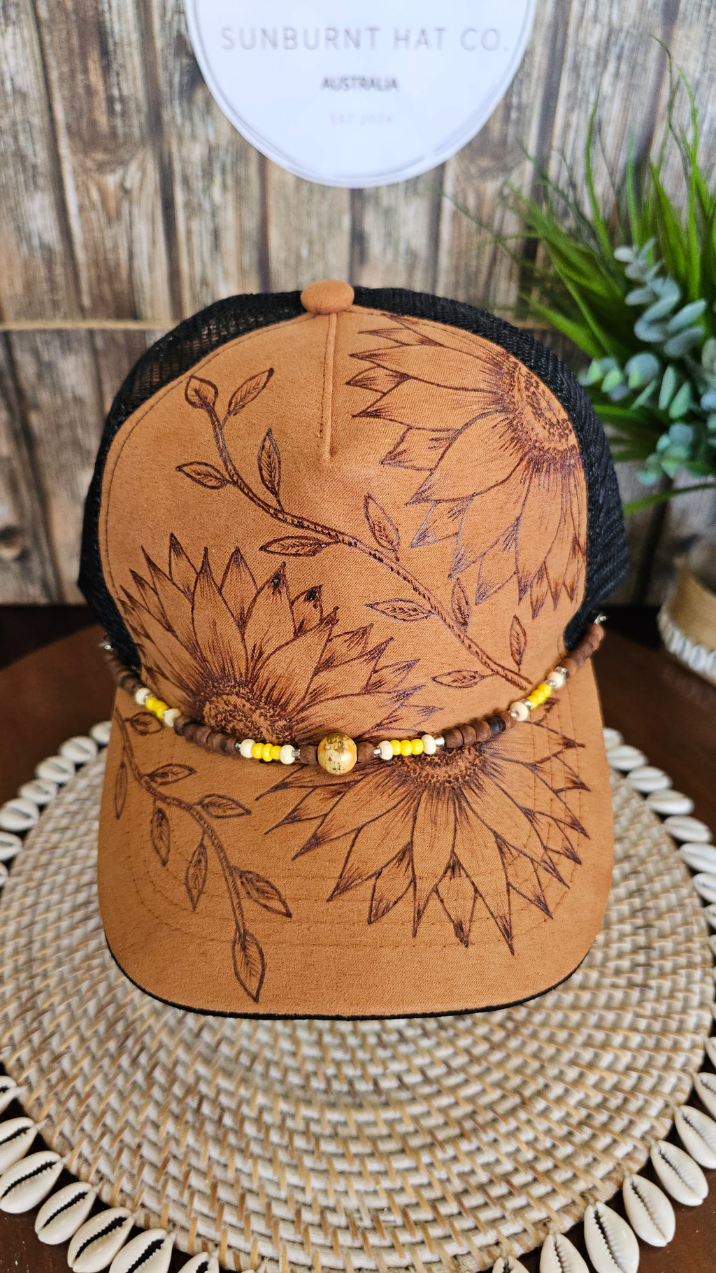Sunflowers Trucker Hat - Camel